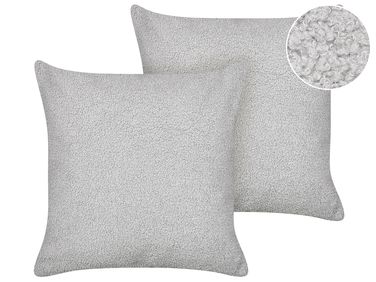 Lot de 2 coussins décoratifs LEUZEA Bouclé 45 x 45 cm Gris Unicolore