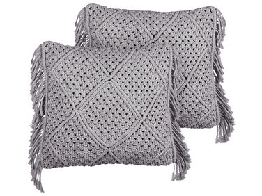Lot de 2 coussins décoratifs BESHAM Coton 45 x 45 cm Gris Motif géométrique