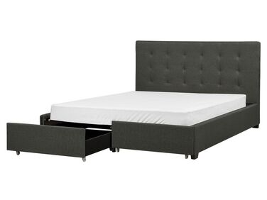 Lit avec tiroirs de rangement Tissu LA ROCHELLE 160 x 200 cm Gris foncé