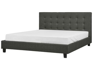 Lit avec sommier Tissu LA ROCHELLE 180 x 200 cm Gris foncé