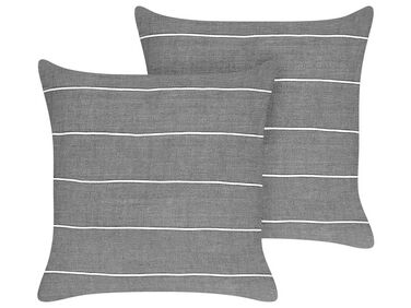 Lot de 2 coussins décoratifs MILAS Lin 50 x 50 cm Gris À rayure
