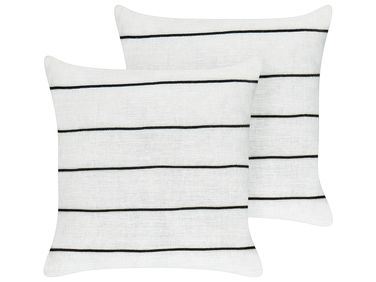 Lot de 2 coussins décoratifs MILAS Lin 50 x 50 cm Noir/blanc À rayure