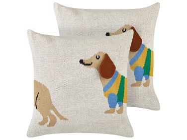 Lot de 2 coussins décoratifs BATTAL Coton 45 x 45 cm Beige