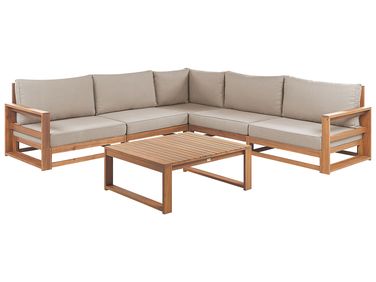 Tuin hoekloungeset met tafel 5-zits TIMOR modulair Gecertificeerd acaciahout Lichtbruin