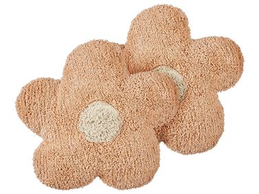 Lot de 2 coussins décoratifs SORREL Coton 30 x 30 cm Rose pêche Fleur
