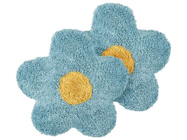Lot de 2 coussins décoratifs SORREL Coton 30 x 30 cm Bleu Fleur