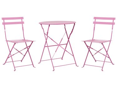 Ensemble bistrot Pliant FIORI Métal Rose