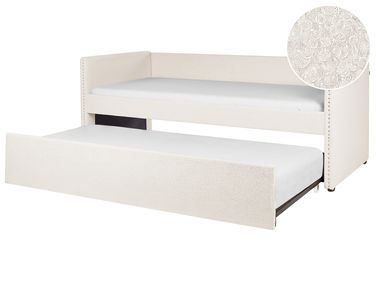 Lit gigogne Bouclé TROYES 90 x 200 cm Beige clair
