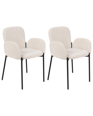 Lot de 2 chaises de salle à manger ALBEE Tissu Beige