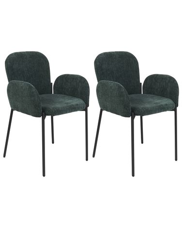 Lot de 2 chaises de salle à manger ALBEE Tissu Vert foncé