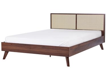 Lit avec sommier Rotin MONPAZIER 180 x 200 cm Marron foncé