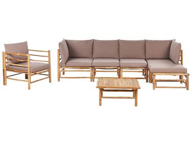 Loungeset met tafel 6-zits CERRETO linkszijdig Bamboe Taupe