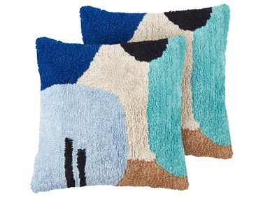 Lot de 2 coussins décoratifs DAHLIA Coton 45 x 45 cm Multicolore Motif géométrique