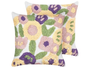 Lot de 2 coussins décoratifs TRICORNIO Coton 45 x 45 cm Multicolore Motif floral