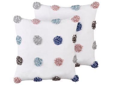 Set of 2 Decorative Cushions BRACKEN Cotton 45 x 45 cm White
