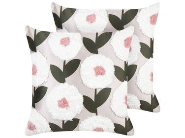 Lot de 2 coussins décoratifs KUNRI Coton 45 x 45 cm Multicolore Motif floral
