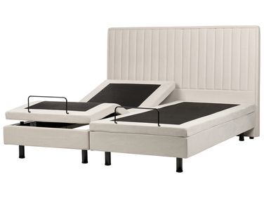 Lit réglable Tissu CASTELLAN 180 x 200 cm Beige clair