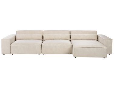 Modular Corner Sofa 4 Seater HELLNAR Velvet Light Beige Left Hand