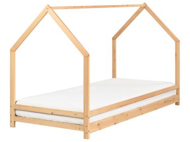 Kinderbed Huis Dennenhout APPY 90 x 200 cm Lichtbruin