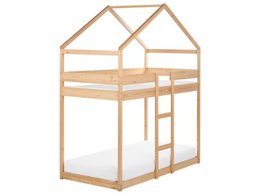 Lit superposé Maison Bois de pin LABATUT 90 x 200 cm Marron clair