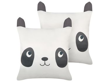 Lot de 2 coussins décoratifs PANDAPAW Coton 45 x 45 cm Blanc
