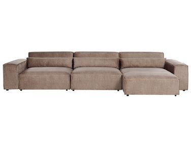 Modular Corner Sofa 4 Seater HELLNAR Fabric Light Brown Left Hand