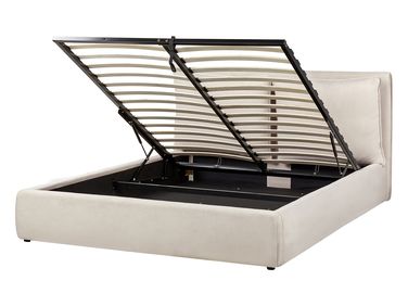 Lit ottoman Tissu BAJONNA 160 x 200 cm Beige clair