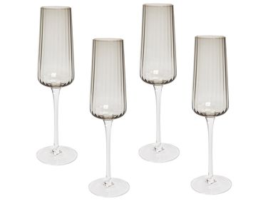 Lot de 4 flûtes à champagne QUARTZ 230 ml Gris