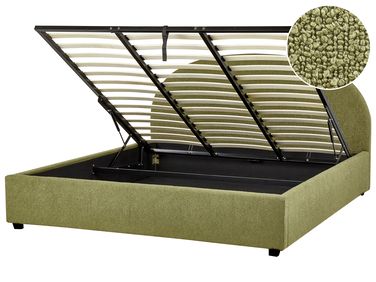 Lit ottoman Bouclé VAUCLUSE 180 x 200 cm Vert olive