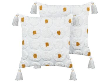 Lot de 2 coussins décoratifs AZALIA Coton 45 x 45 cm Blanc Motif floral
