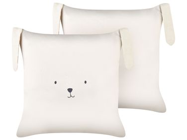 Lot de 2 coussins décoratifs CONEY Coton 45 x 45 cm Beige clair