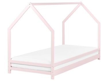 Kinderbed Huis Dennenhout APPY 90 x 200 cm Pastelroze