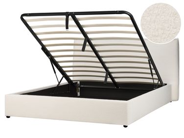 Lit ottoman Bouclé LAVAUR 160 x 200 cm Blanc cassé