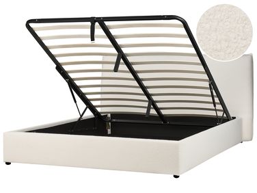 Lit ottoman Bouclé LAVAUR 180 x 200 cm Blanc cassé