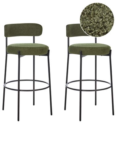 Lot de 2 chaises de bar ALLISON Bouclé Vert