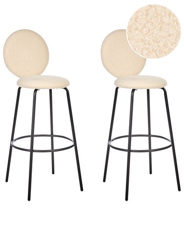 Lot de 2 chaises de bar EMERY Bouclé Beige clair