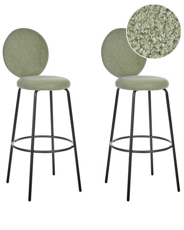 Lot de 2 chaises de bar EMERY Bouclé Vert clair