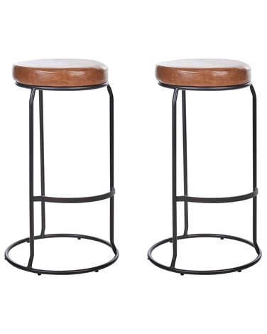 Lot de 2 tabourets de bar MILROY Cuir PU Marron