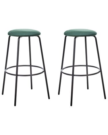 Lot de 2 chaises de bar MORTON Velours Vert émeraude