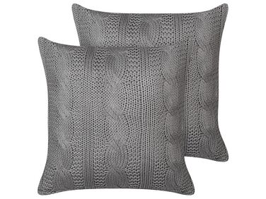 Lot de 2 coussins décoratifs CONSTYLIS Coton 45 x 45 cm Gris foncé Unicolore