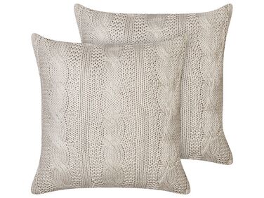 Lot de 2 coussins décoratifs CONSTYLIS Coton 45 x 45 cm Taupe Unicolore