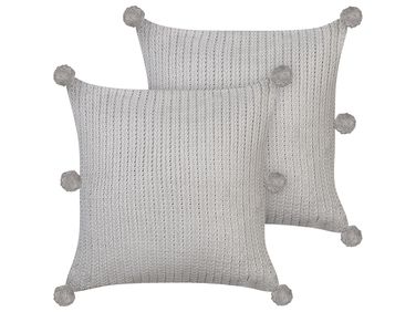 Lot de 2 coussins décoratifs OCOTEA Coton 45 x 45 cm Gris Unicolore