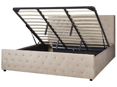 Lit ottoman Velours AMIENS 180 x 200 cm Taupe