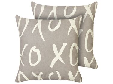 Lot de 2 coussins décoratifs TELOPEA Coton 45 x 45 cm Gris Texte