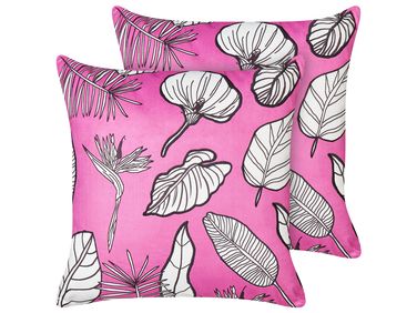 Lot de 2 coussins décoratifs MALVA Velours 45 x 45 cm Rose Motif floral