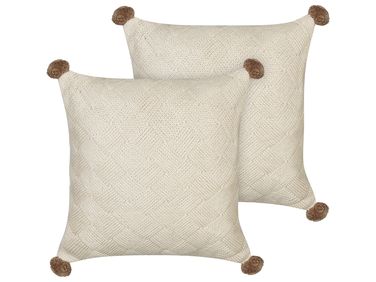 Lot de 2 coussins décoratifs OBERONIA Coton 45 x 45 cm Beige Unicolore