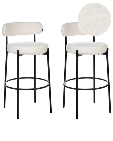 Lot de 2 chaises de bar ALLISON Bouclé Blanc