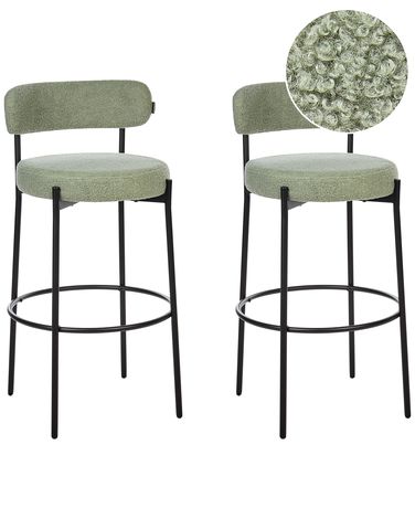 Lot de 2 chaises de bar ALLISON Bouclé Vert clair