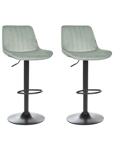 Lot de 2 chaises de bar DUBROVNIK Velours Vert menthe