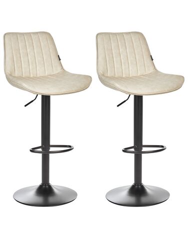 Lot de 2 chaises de bar DUBROVNIK Cuir PU Beige clair